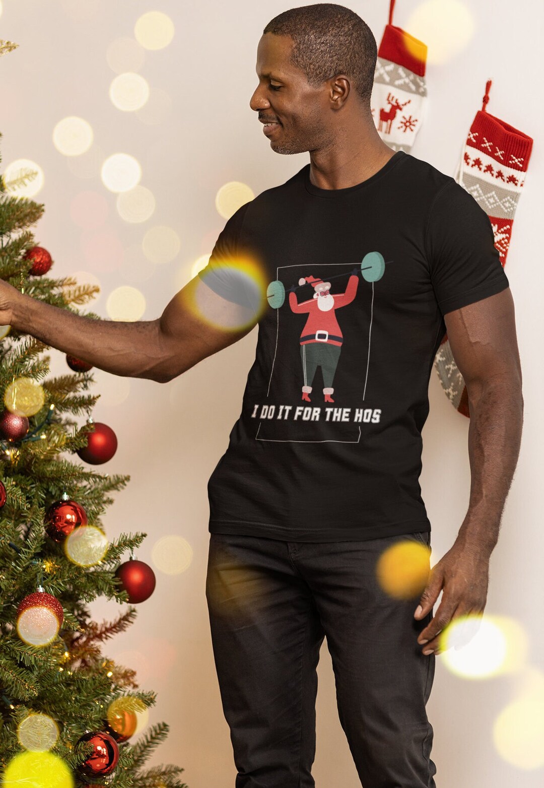 I Do It For The Ho’s - Funny Black Santa Christmas T-Shirt