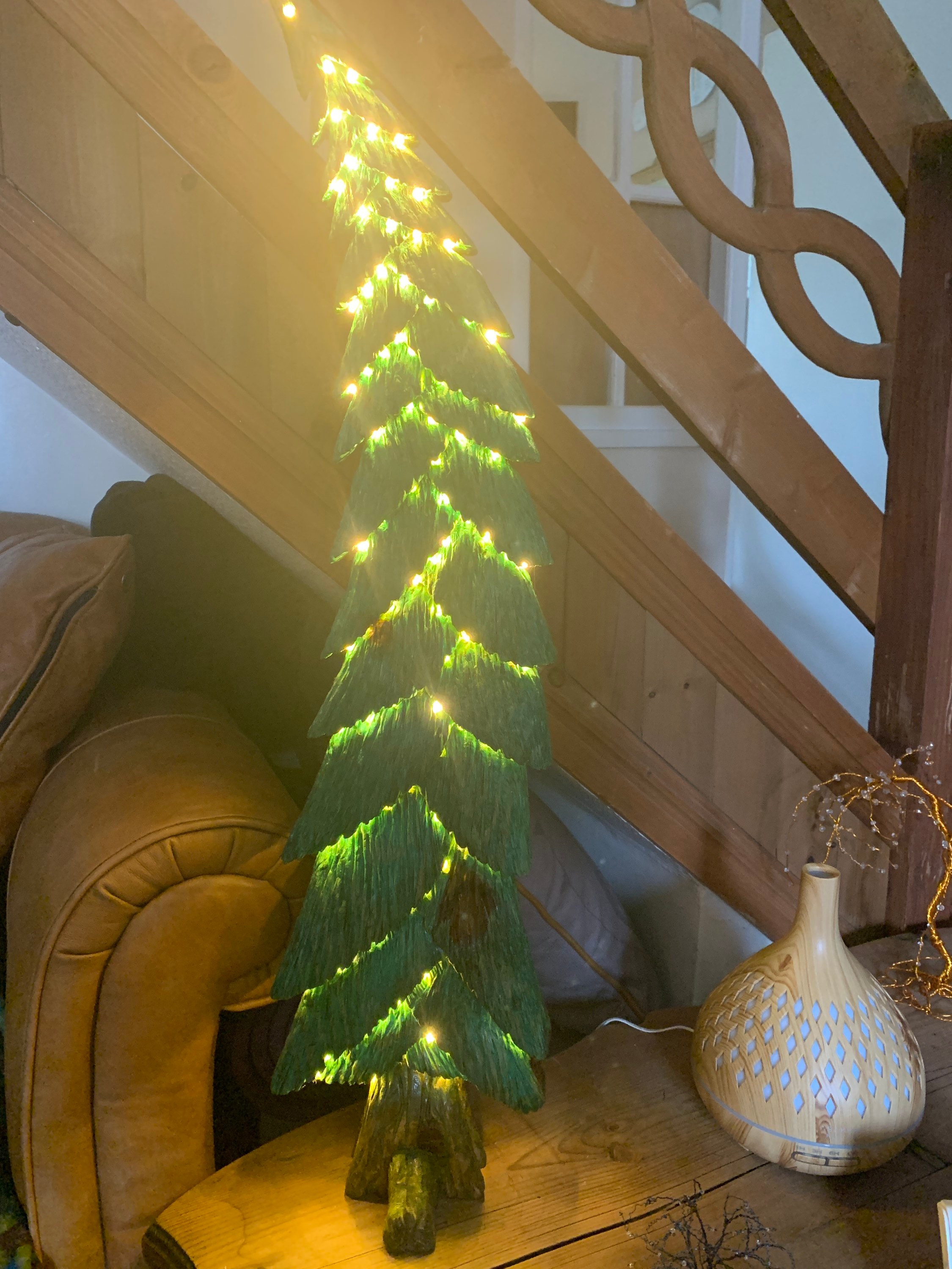 Hand Carved Christmas Pine Tree Light-up | Etsy