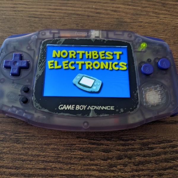 Gameboy Advance with Funny Playing Backlit Ips Lcd backlit screen osd & new shell with OEM buttons. With brightness adjustment. GBA Nintendo