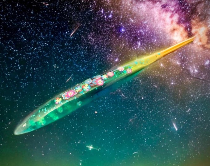 Featured listing image: Crochet hook 3 mm ergonomic with sparkling elements made of synthetic resin/epoxy hand-cast for real crochet fans