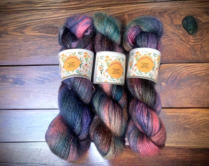 Featured listing image: Kidmohair wool hand-dyed with silk 300 m/100g
