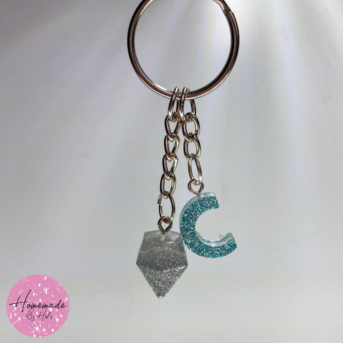 Letter and Diamond shaped keychain Etsy