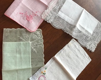 Lot of 4 vintage ladies hankerchiefs