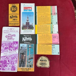 Billets, cartes, souvenirs, millésime 1978 Knott's Berry Farm
