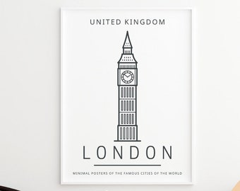 Big Ben London Print, Minimalist Wall Art (Digital Download)