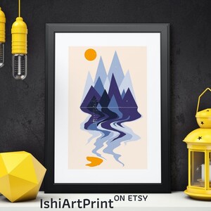 Geometric Mountain Print, Abstract Wall Art, Minimalist Mountain Print, Animal Print, Scandi Poster, Mountain Landscape, Triangle Design