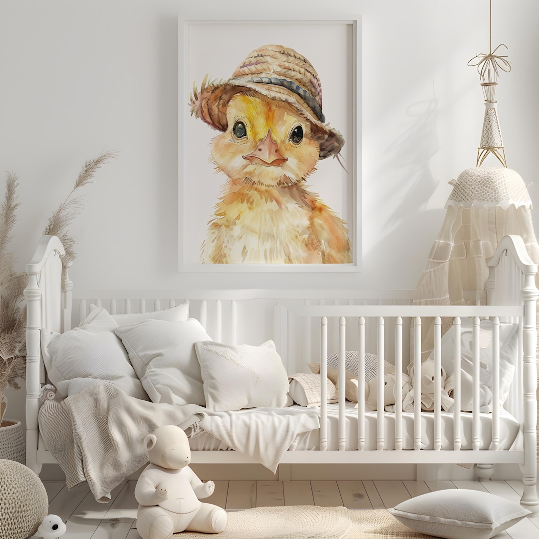 Baby Chick Wall Art Printable, Cute Watercolor Farm Animal Nursery ...