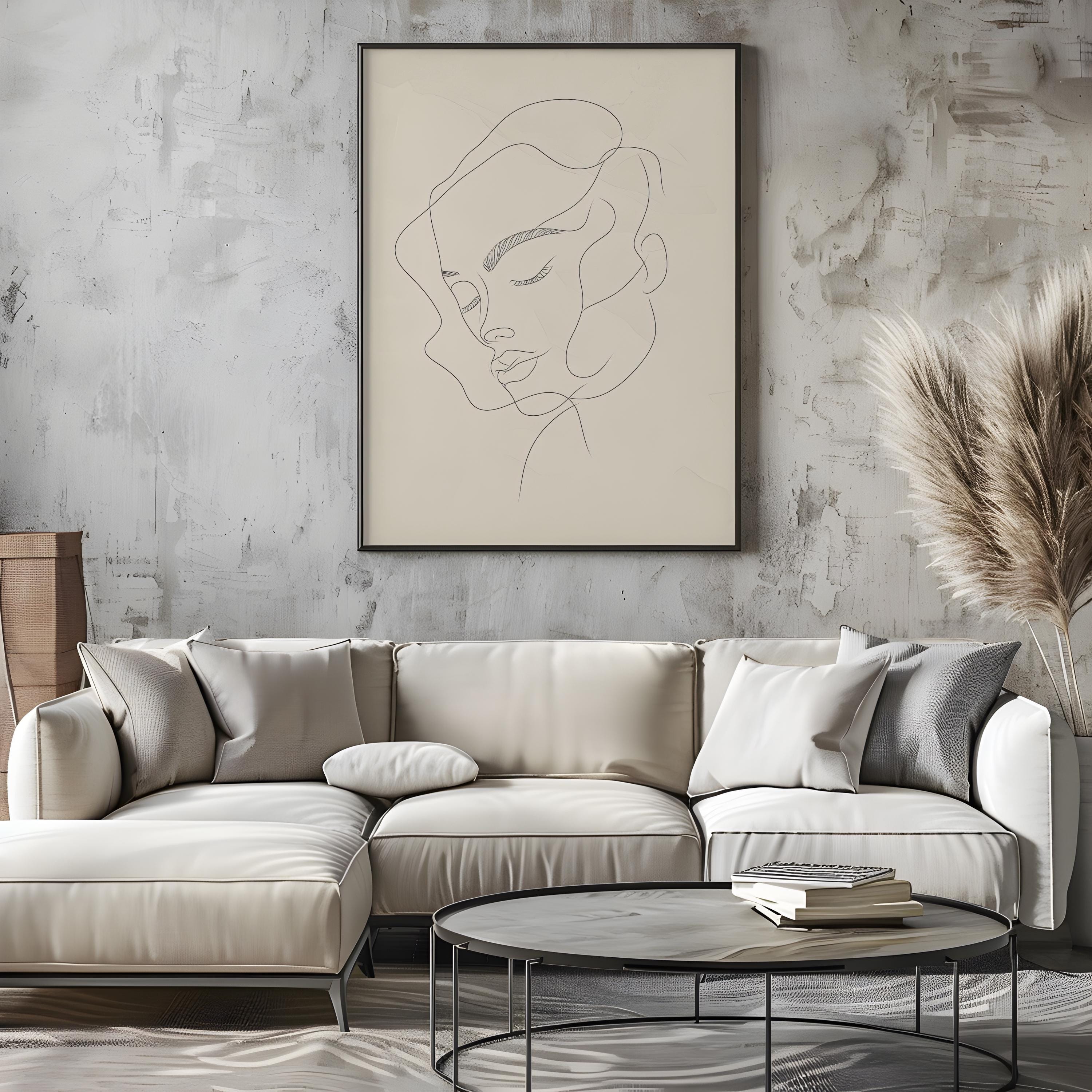 Minimalist Woman Line Art Print, Abstract Female Face Drawing (digital ...