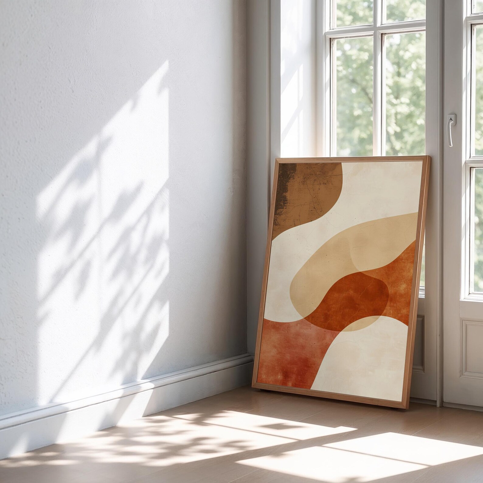 Abstract Earth Tone Wall Art Print – Modern Minimalist Geometric Poster ...