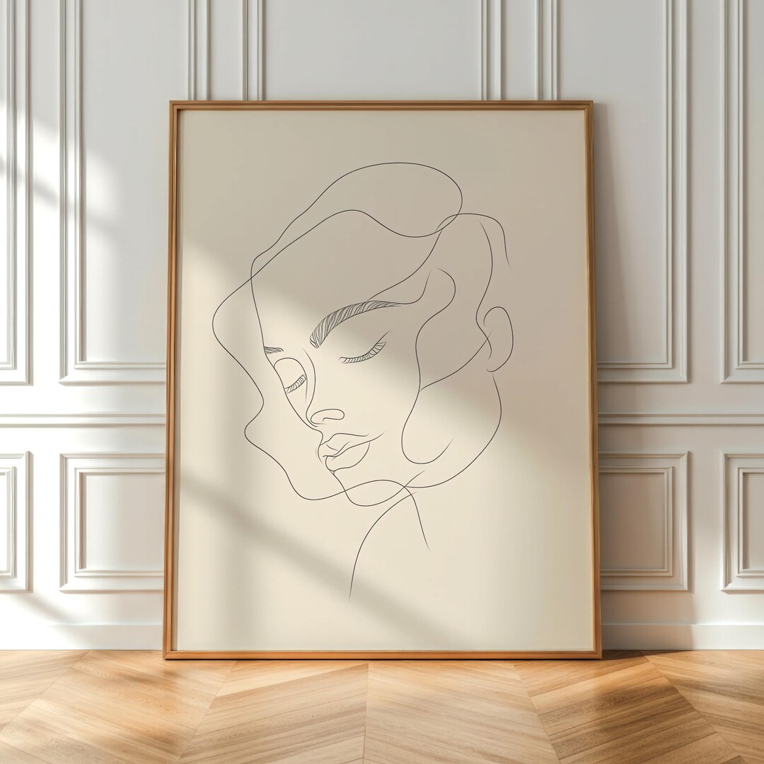 Minimalist Woman Line Art Print, Abstract Female Face Drawing (digital ...