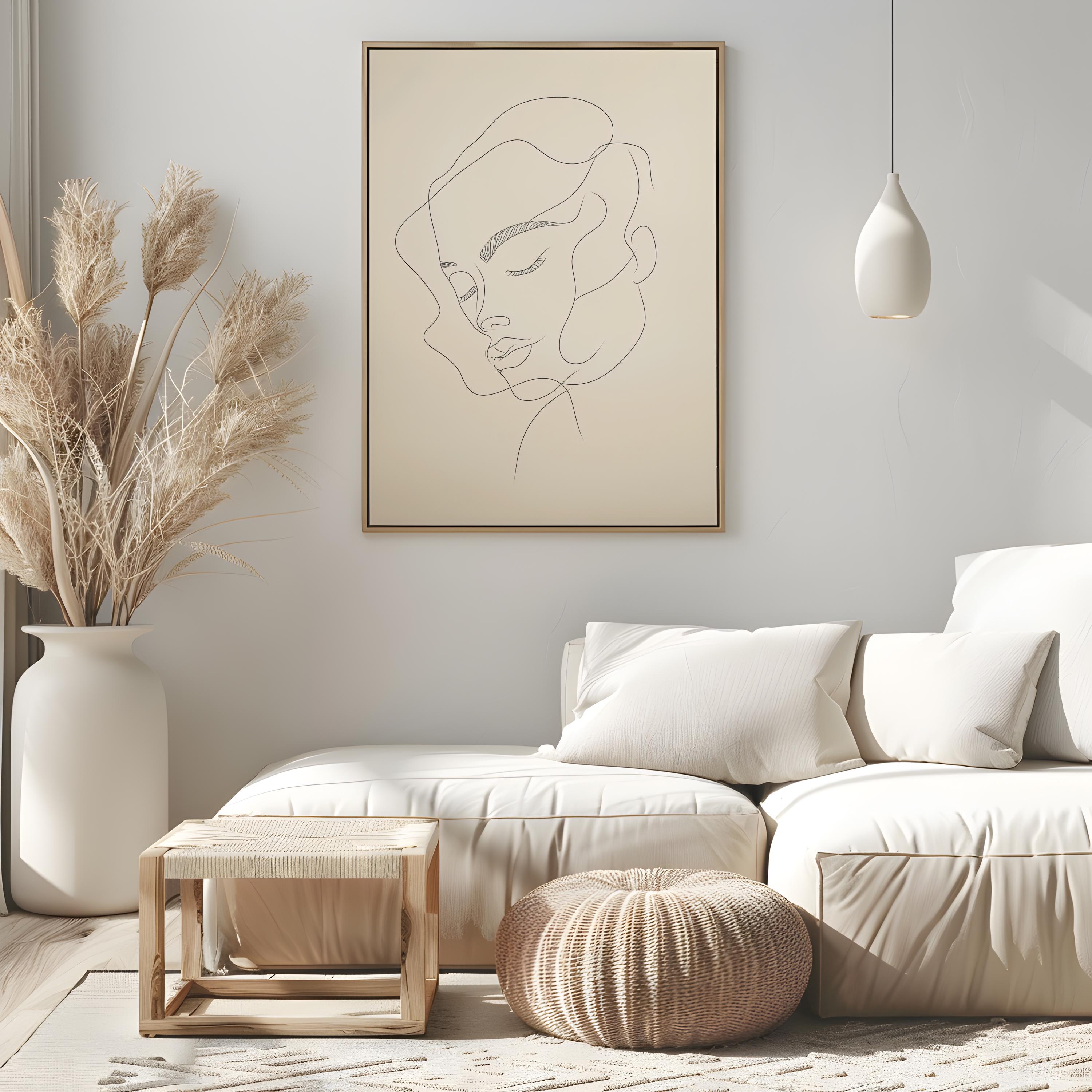 Minimalist Woman Line Art Print, Abstract Female Face Drawing (digital ...