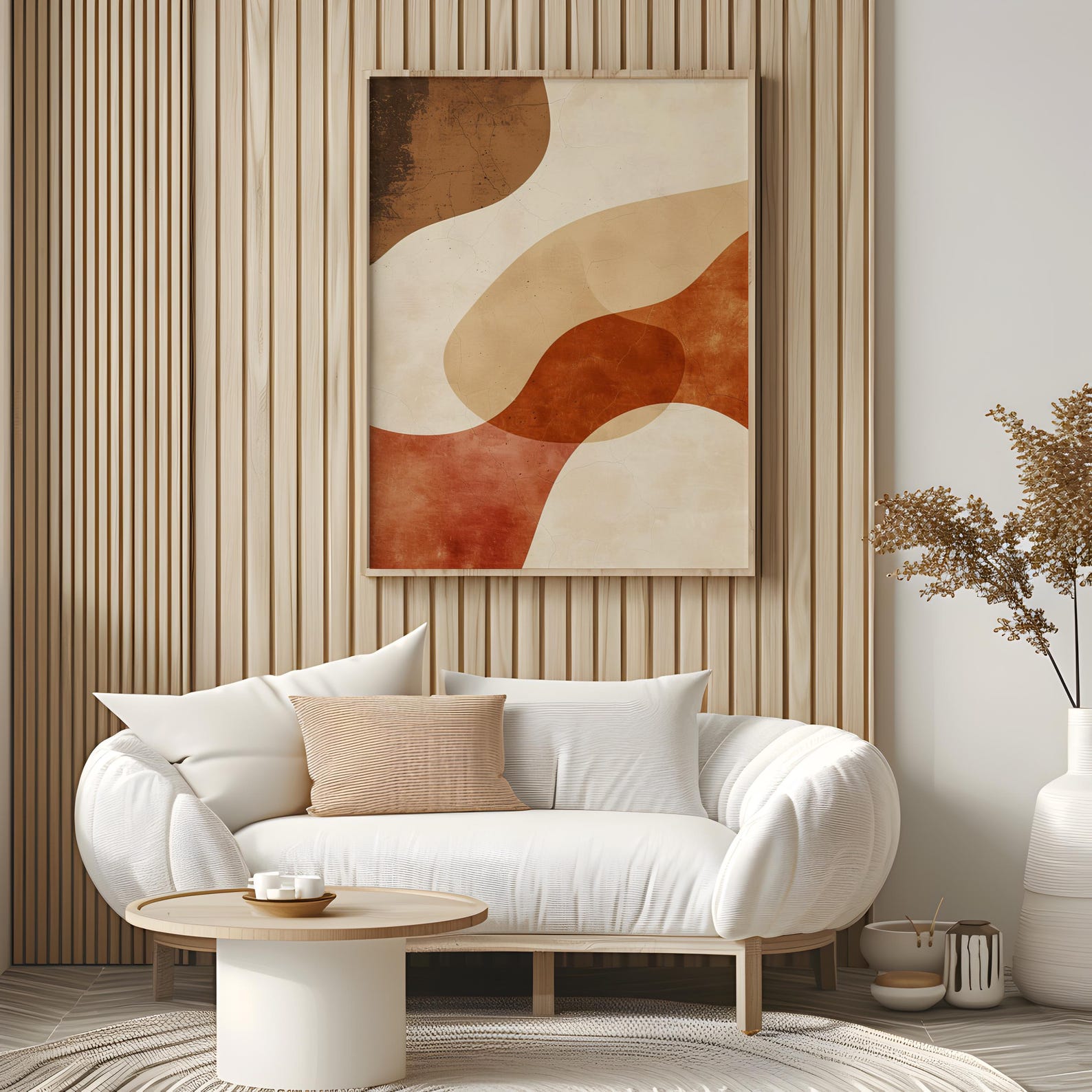 Abstract Earth Tone Wall Art Print – Modern Minimalist Geometric Poster