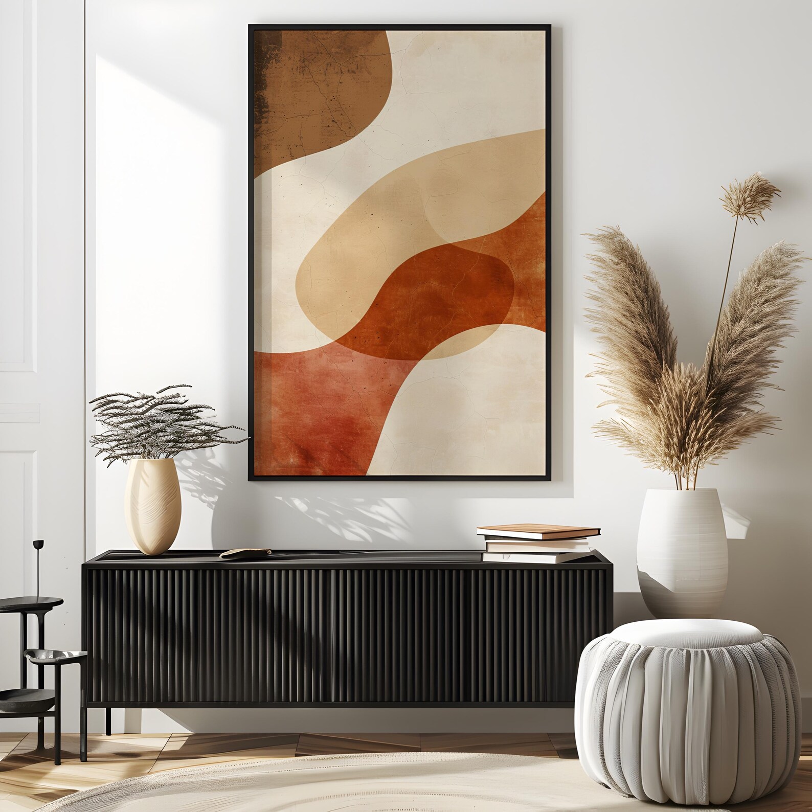 Abstract Earth Tone Wall Art Print – Modern Minimalist Geometric Poster ...
