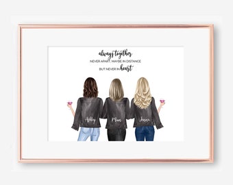 Custom Family Portrait: Personalized Mother & Daughter Wall Art (Digital File)