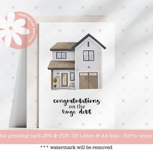 Tarjeta de felicitación divertida: descarga instantánea para nuevos propietarios, regalo de inauguración, felicitaciones por una deuda enorme, tarjeta imprimible.