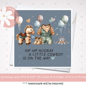 Biglietto stampabile, Un piccolo cowboy è in arrivo, Biglietto per baby shower, Biglietto per gravidanza, Biglietto del selvaggio West, Sei incinta, Biglietto per futura mamma