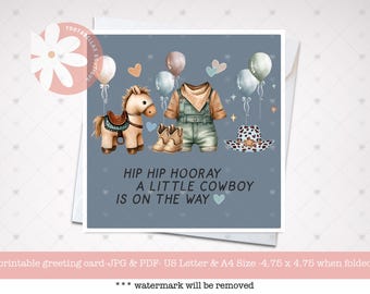 Little Cowboy Baby Shower Card: Wild West Theme (Digital Download)