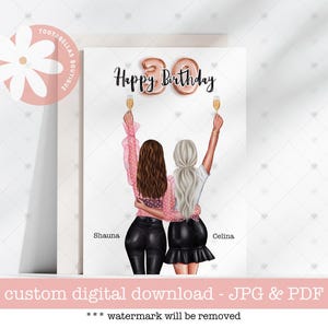 Carte imprimable 5 x 7 pour Besties | Carte d'anniversaire meilleur ami | Souhaits d'anniversaire uniques pour les meilleurs amis | Carte d'anniversaire Bestie
