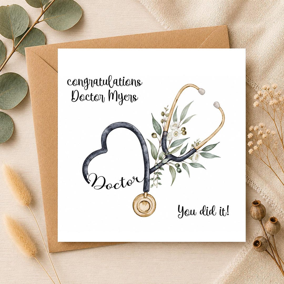 Personalised Doctor Graduation Card | Floral Stethoscope ...