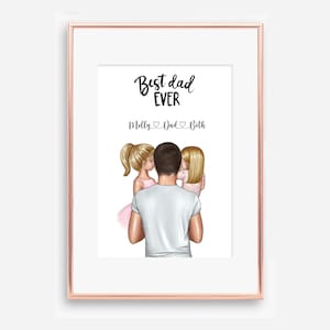 Personalized Father&#39;s Day Print: Custom Dad & Kids Art (Digital File)
