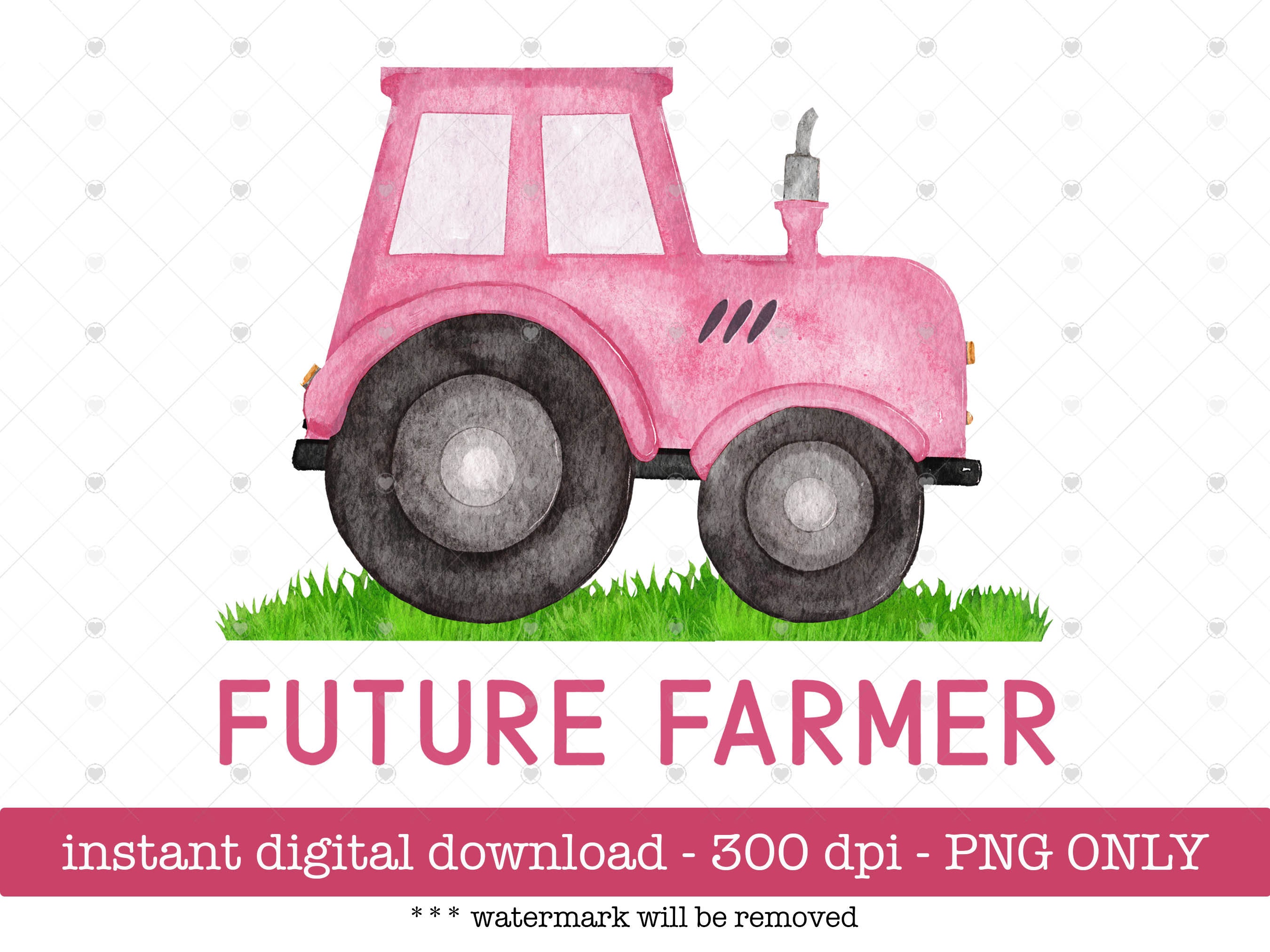 pink-tractor-png-future-farmer-clipart-digital-download-etsy