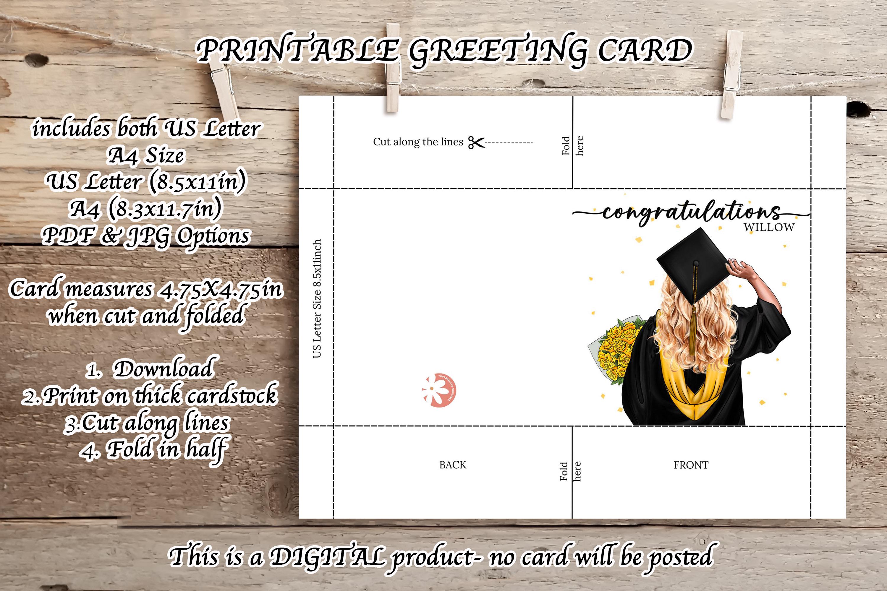 Custom Graduation Card: High School Graduate Keepsake (digital Download ...