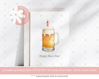 Funny Beer Birthday Card: Pun Greetings (Digital Download)