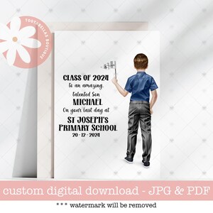 Tarjeta de graduación imprimible personalizada para niños / Descarga digital / Regalo de graduación de 6.º grado / Regalo para niños que terminan la escuela primaria