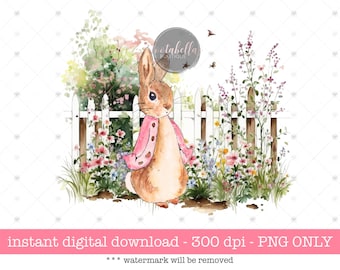 Peter Rabbit Spring PNG, Retro Bunny Sublimation (Digital Download)
