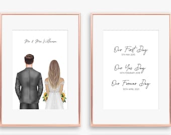 Digital File,Bride and Groom Prints, Newlyweds, Mr & Mrs Custom Print, Wedding Gift Idea, Bride and Groom Gift, Couple Wedding Print