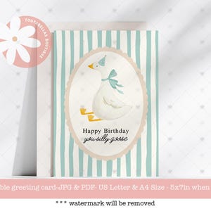 Funny Goose Birthday Card: Printable Novelty Card for Kids (PDF & JPG Download)