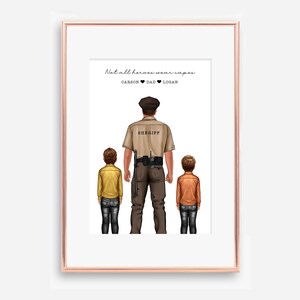 Fichier numérique, impression papa personnalisée, tous les héros ne portent pas de capes, cadeau papa personnalisé, cadeaux de fête des pères, papa policier héros, cadeau pour papa shérif