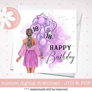 Printable 18th Birthday Card for Her, Personalised Best Friend Card, Officially an Adult Card, Unique Keepsake Gift Idea for Her, Happy 18th