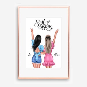 Fichier numérique, cadeau meilleur ami, impression meilleur ami, impression âme soeurs, cadeau imprimable souvenir personnalisé, cadeau soeur, cadeau pour les filles