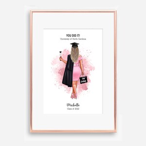 Arte de recuerdo con descarga digital / Regalo de graduación personalizado para niñas / Impresión personalizada para la universidad y la escuela secundaria / Regalo de felicitaciones para ella