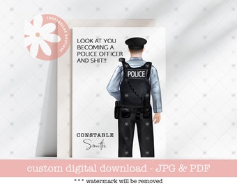 Personalized Police Academy Graduation Card: Law Enforcement Congratulations (Digital Download)