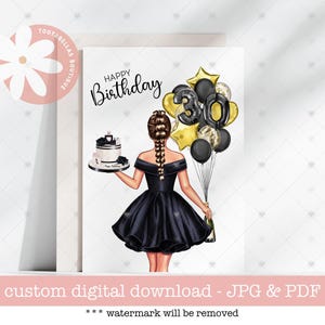 Carte à imprimer, carte 30e anniversaire amie, carte 30e anniversaire fille, cadeau 30e anniversaire pour femme, carte 30e anniversaire pour soeur