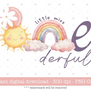 Little Miss OneDerful Primer Cumpleaños PNG / Diseño de camiseta de cumpleaños con arcoíris boho / Archivo de sublimación de descarga digital / Descarga instantánea