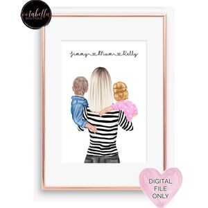 Digitaal bestand, Moederdagafdruk, cadeau moeder en kinderen, moeder-dochterafdruk, moeder-zoonafdruk, cadeaus voor haar, cadeaus voor moeder,