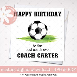 Druckbare Karte, Geburtstagskarte für Trainer, benutzerdefinierte Fußballkarte, beste Trainer aller Zeiten, Fußballliebhaber Karte, Fußballtrainer Karte