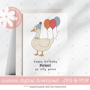 Dumme Gans Grußkarte | Lustige 13 x 18 ART druckbare Karte für Freunde & Familie | Digitaler Download für Geburtstage, jede Namenskarte