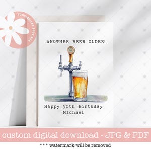 Tarjeta de cumpleaños personalizada imprimible, tarjeta divertida para amantes de la cerveza, tarjeta para su hermano, tarjeta de cumpleaños con temática de cerveza, para cualquier edad.