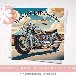 Druckbare Karte, druckbare Motorrad-Geburtstagskarte für Ihn, Motorrad-Geburtstagskarte, Motorrad-Geburtstagskarte für Freund, Karte Sofortiger Download