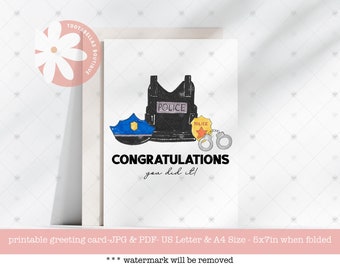 Printable Graduation Card, Police Academy Graduation Card, Police Class of 2024, Congratulations You Did It Card, Police Graduate Card