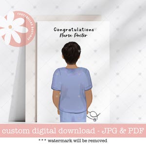 Carte de remise des diplômes d'infirmière imprimable - Promotion emploi félicitations, cadeau d'école de sage-femme et de Doula Grad, téléchargement numérique 5 x 7 pour lui