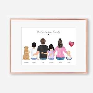 Digital File, Custom Family Portrait with Pets, Personalised Family Wall Art Illustration, New Home Gift, Printable Family Wall Art