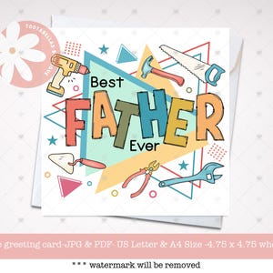Tarjeta imprimible del Día del Padre: El mejor padre del mundo, descarga instantánea, regalo de último minuto para papá, tarjeta de cumpleaños para papá, diseño para el Día del Padre.