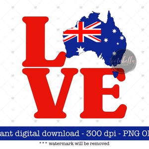 Love Australia PNG, Sublimation Design, Australia Day Sublimation, Digital Download, PNG file, Mug PNG File, Sublimation Download