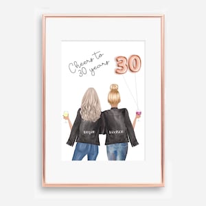 Digital File, 30th Birthday Gift, Personalised 30th Best Friend Print, Gifts for Best Friends, Best Friends Card, Gift for Her, Besties 30th