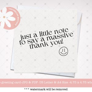 Printable Thank You Card: Simple Gratitude Note (Digital Download)